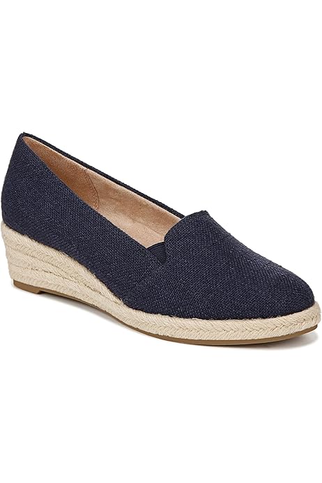 Amazon.com | LifeStride Womens Karma Slip-On Espadrille Wedge Natural  Gingham 11 W | Flats
