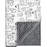 CIVARUA KIDS Fleece Baby Blankets for Girls &amp; Boys, Infant Toddler Blanket | Soft Newborn Baby Minky Receiving Blanket, Dotted Backing for Nursery Crib Stroller, Double Layer, 30''x40'', Gray Animals