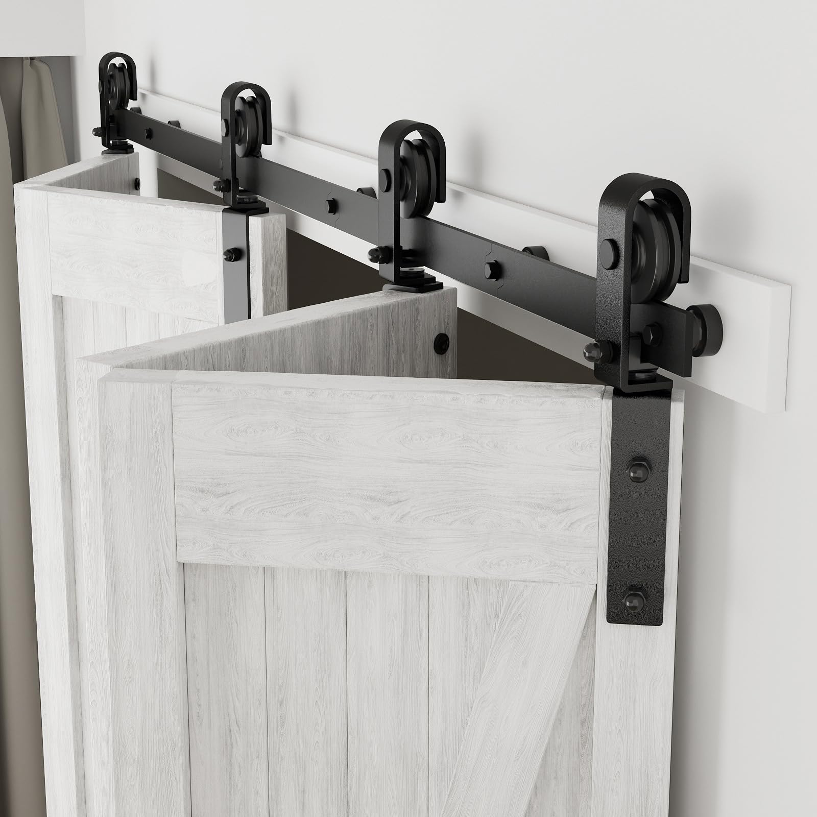 CCJH 96" Bi-Folding Sliding Barn Door Hardware Kit