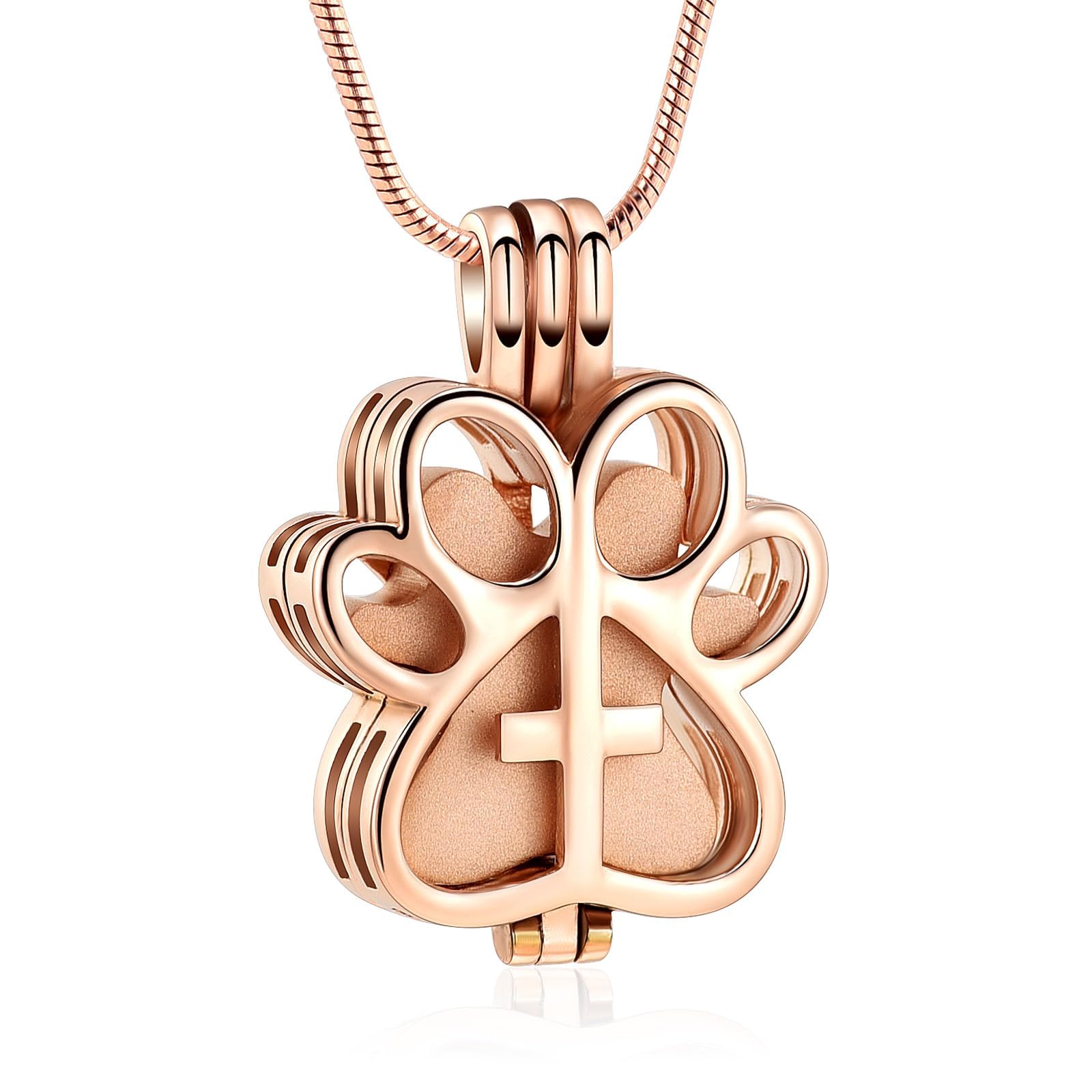 Pet Cremation Jewelry for Dog/Cat Paw Stainless Steel Memorial Locket Urn Necklace with Hollow Urn Cremation Jewelry for Ashes