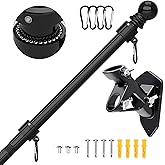FIASON Flag Pole Kit Tangle Free Flagpole with Upgraded Bracket, 6 FT Stainless Steel Flag Poles for Outside House, Residential or Commerical for American Flag (Without Flag,Black)