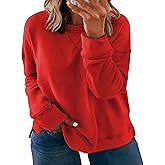 ForHailey Plus Size Sweatshirt for Women Long Sleeve Tops Pullover Crew Neck Shirts Fall Winter Red 4X-Large