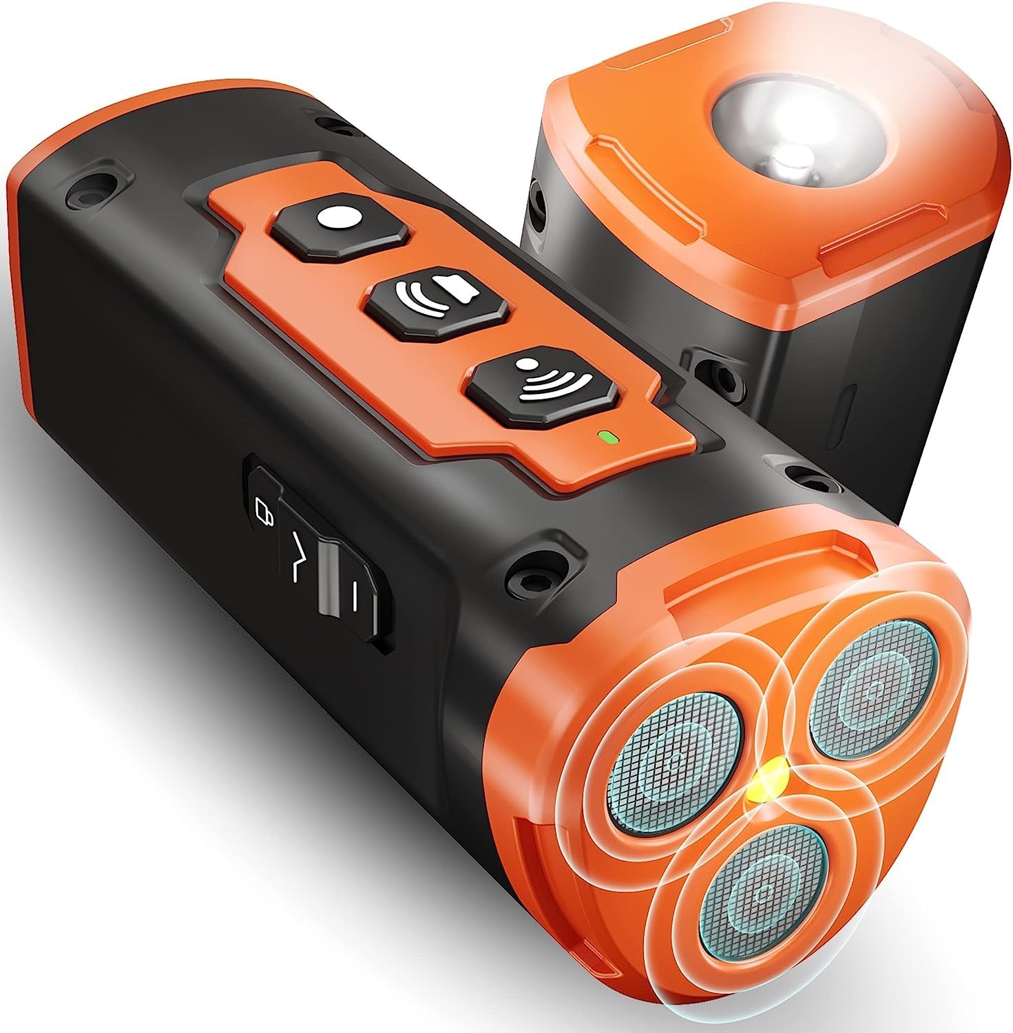 Anti Bark Device for Dogs w/ 3X Ultrasonic emitters 50ft Range, Professional Dog Bark Deterrent Devices Stop Dog Barking, Best Handheld Behavior Training Tool Indoor & Outdoor, Rechargeable (Orange)