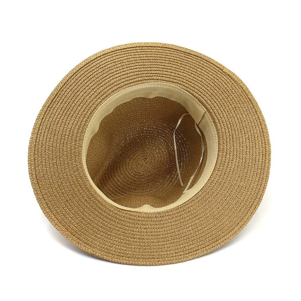 Colore : Beige, Dimensione : 56-58CM Cicongzai Uomo Donna New Summer Hat  Panama Cappelli Hollow out Cappello di Paglia Nastro di Pelle Cappello a  Tesa Larga da Spiaggia Cappello da Jazz Fedora