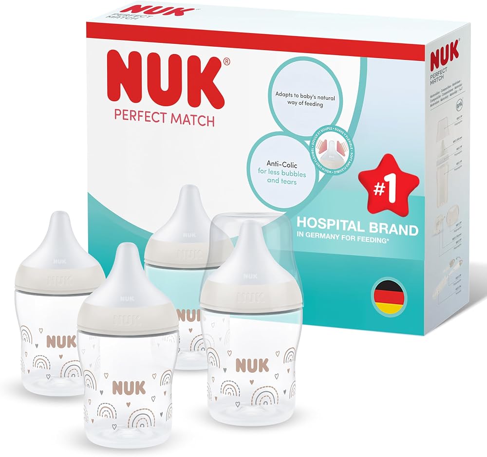 NUK Perfect Match Newborn Bottle Set 0+ Months 150ml Anti Colic Rainbow 4