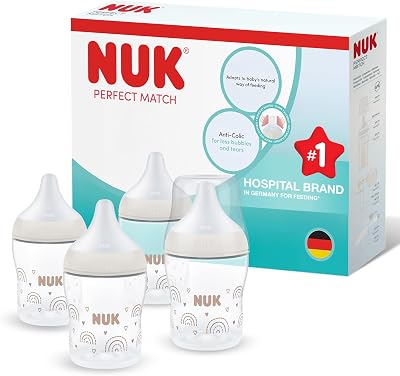 NUK Perfect Match Newborn Bottle Set 0+ Months 150ml Anti Colic Rainbow 4