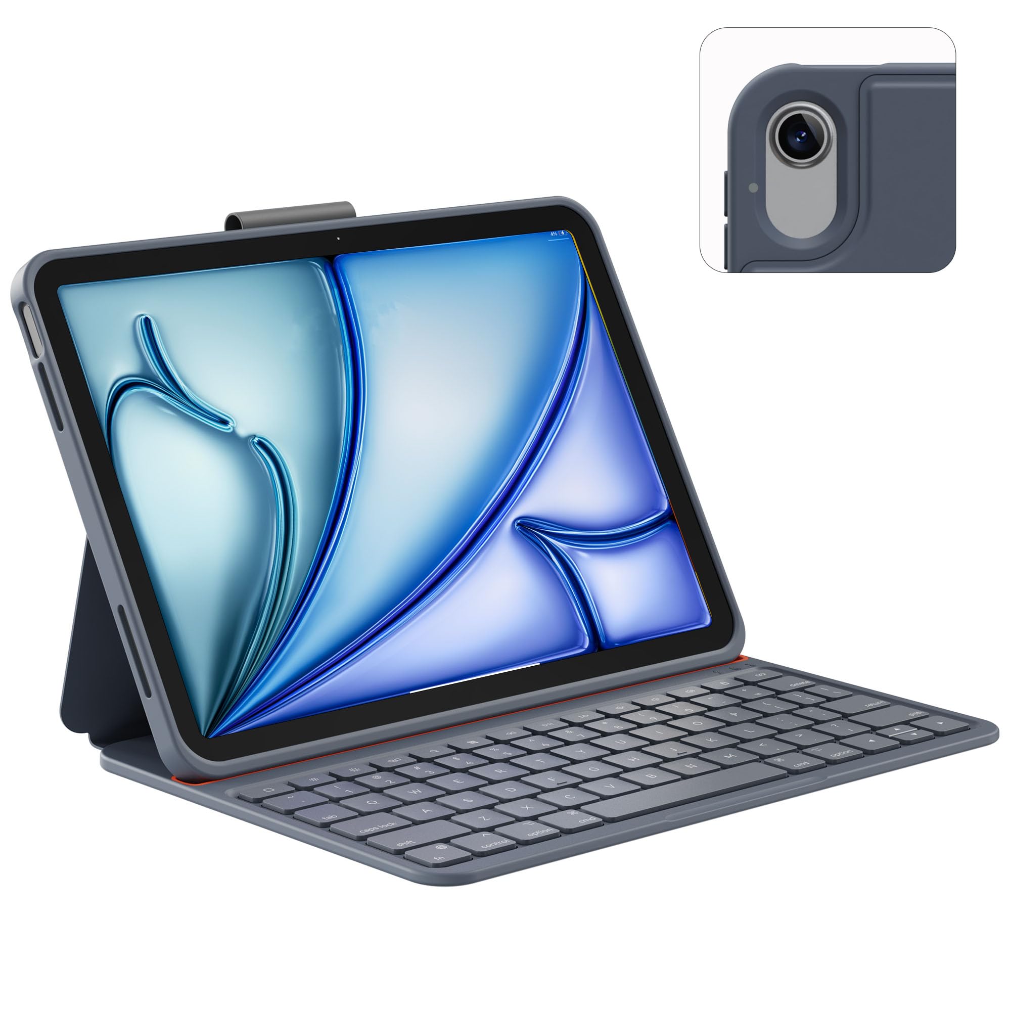 Photo 1 of Case with Keyboard Compatible for iPad Air 11-inch/Air 5th 4th Generation: Wireless Magnetic Stand Rechargeable Keyboard with Pencil Holder for Air 11" M3/M2 (2025/2024), Air 5/Air 4 Grey