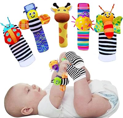 WGDE Toy Foot Finders & Wrist Rattles Infant Development Toys 0-9M