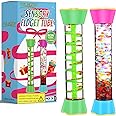 Cucue Sensory Fidget Tubes Set - Calming Toys for Kids - with Glitter Bottle, Gravity Spinner, Bubble Drop Spiral Hourglass - Promotes Calmness & Independent Play (2 Pack, 2)