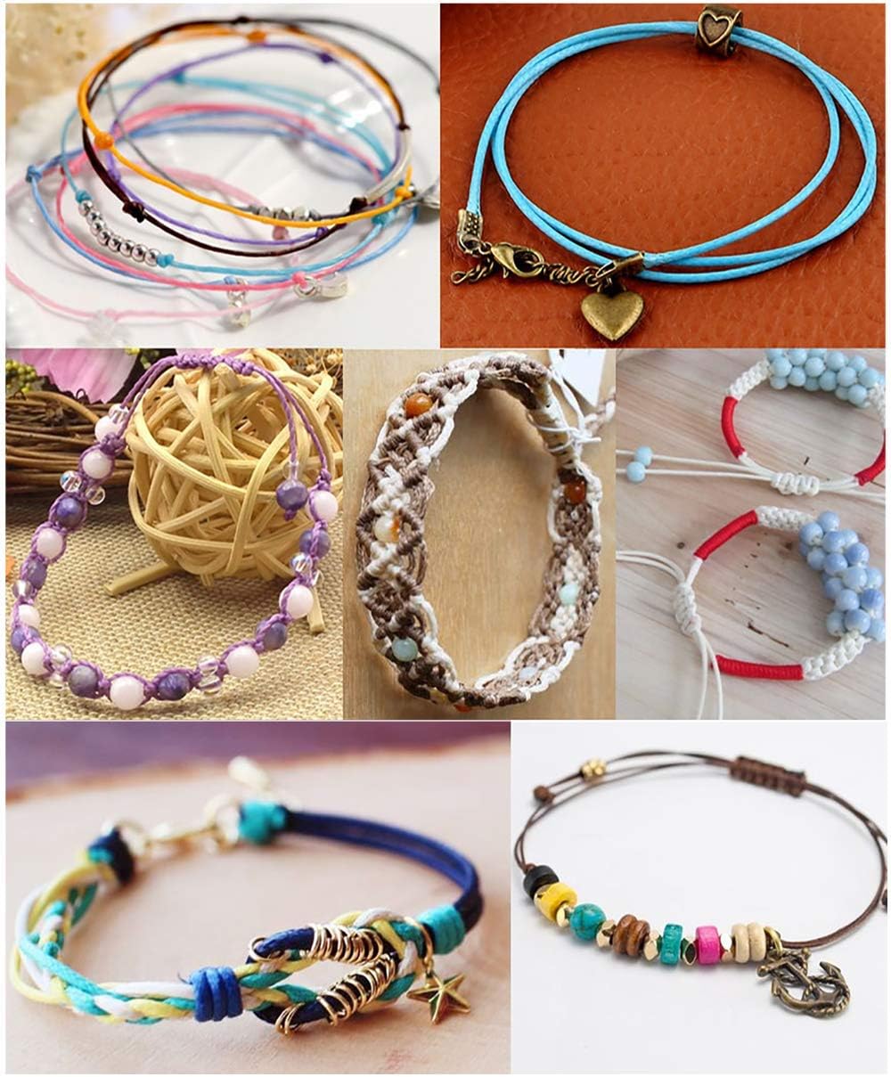 Waxed Cord,Necklace Cord 12 Rolls 1mm Colorful Imitation Leather Waxed