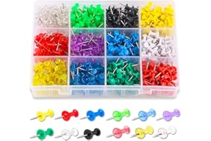 Yalis Push Pins Color Thumb Tacks 600-Count Standard Pins Steel Point and Colored Plastic Head, 12 Assorted Colors