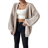SHENHE Women's Long Cardigan Sweaters Open Front Long Sleeve Drop Shoulder Knit Sweaters Outerwear Coat