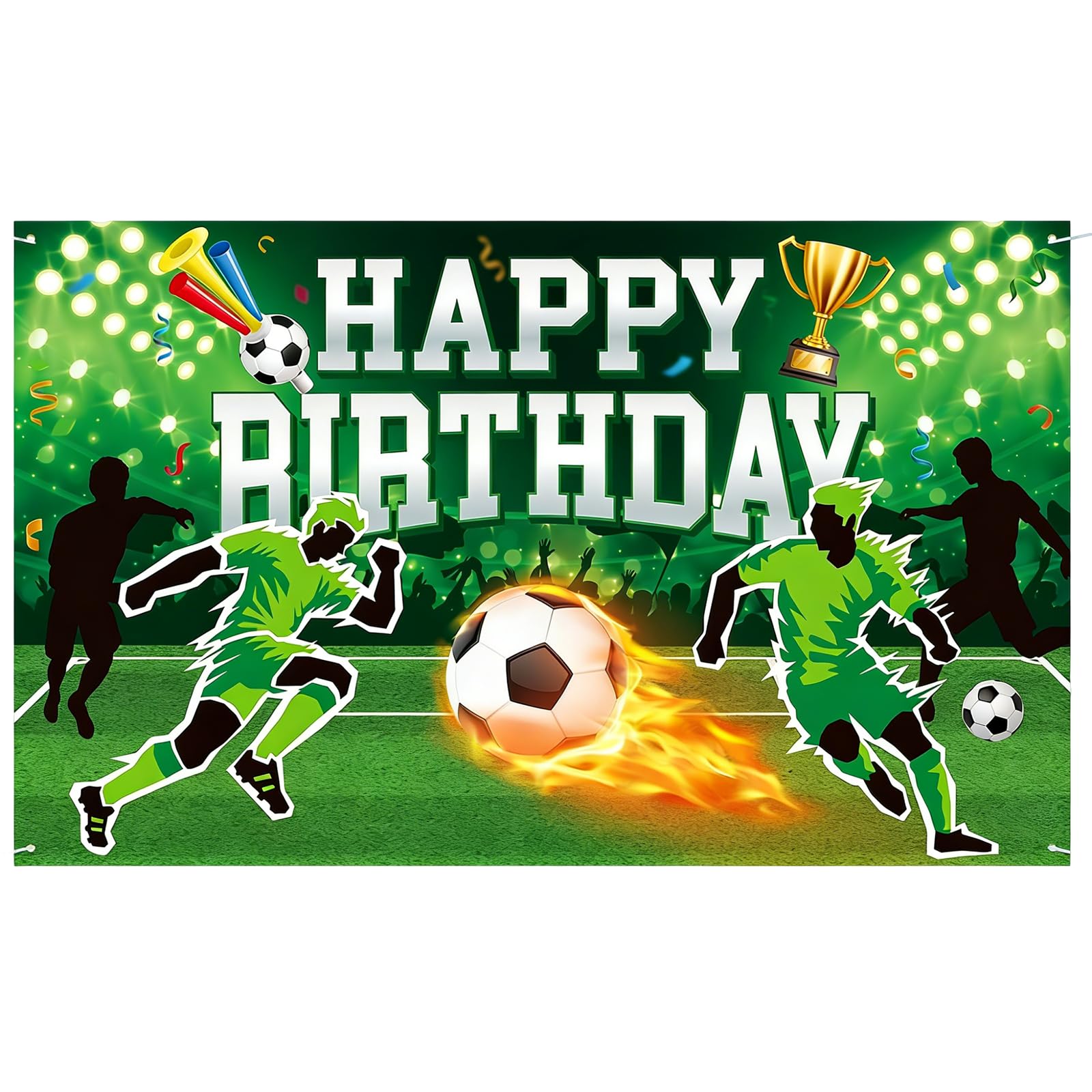Happy Birthday Football Backdrop Soccer Birthday Party Decorations Banner Birthday Photo Background Supplies for Boys Kids 180×110cm