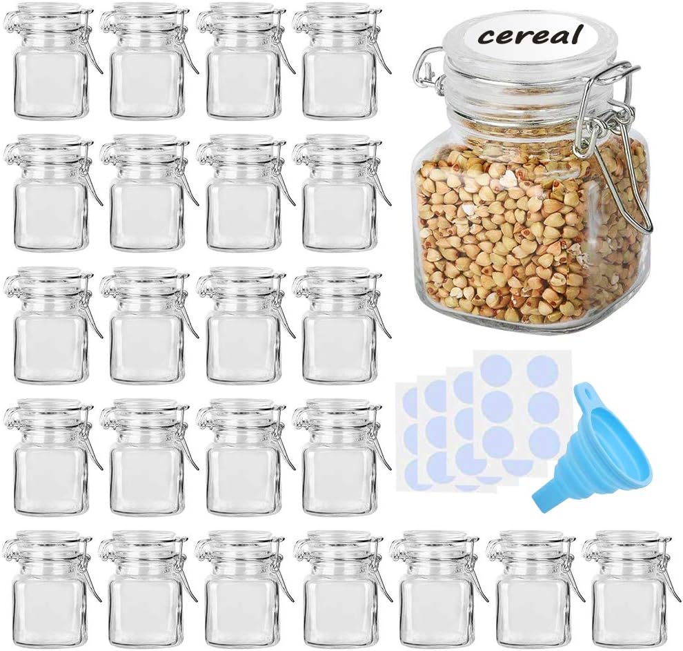 Spice Jars, SPANLA 24 Pack 4oz Small Glass Jars with