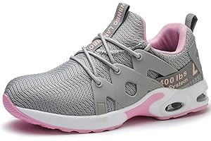 LANSNBO Steel Toe Shoes for Women Indestructible Safety Work Shoes Air Cushion Lightweight Breathable Utility Sneakers Puncture-Proof Slip-Resistant Composite Toe Footwear