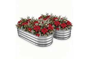 Eclaron Galvanized Raised Garden Bed for Outdoor: 4X2X1ft Durable Metal Vegetable Plant Container Kit - Oval Planter Box for Gardening Flower Trough （2 Pack）