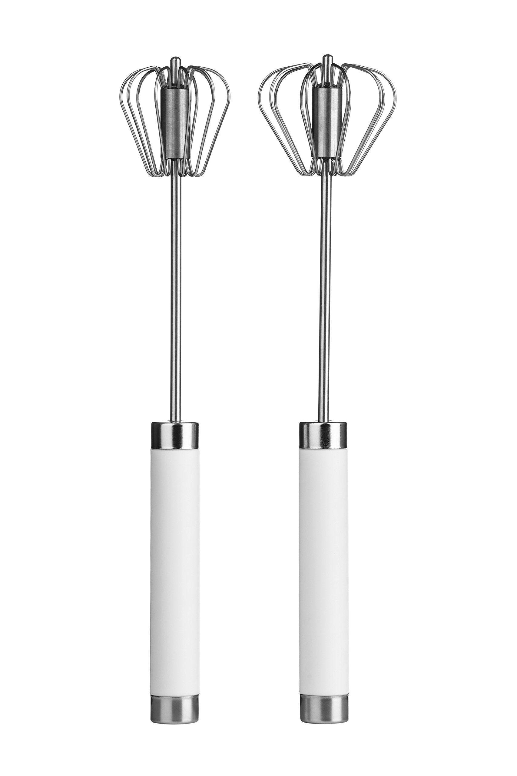 Premier Housewares 805379 Stainless Steel Press and Spin Whisks - Set of 2 Silver H30 x W7 x D7cm