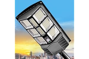 KingHe Solar Street Lights Outdoor: Dusk to Dawn Solar Parking Lot Lights with 3 Modes Motion Sensor Remote Control, 6000K 276 LEDs Commercial Solar Lights for Outside, Yard, Garage, Barn, Driveway