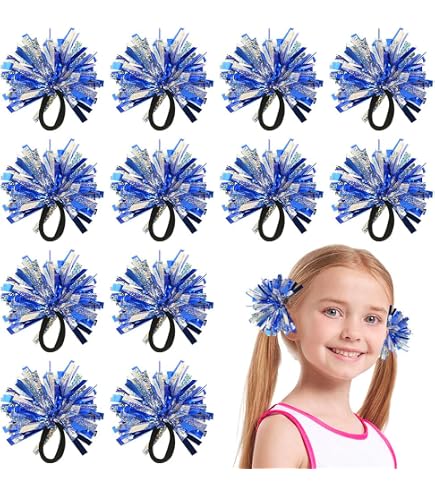 Set Of 3 Wearable Metallic Pom Poms - Cheerleading, Party & Hair Decorations