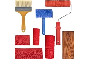 DUOYUZHIYU 7Pcs Wood Grain Tool Set Wood Grain Painting Tool Wood Grain Roller Wood Texture Paint Tool DIY Rubber Wood Pattern Painting Roller for Wall Room Art Decoration