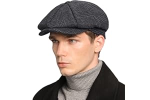 DSIA ZAMUR Mens Newsboy Cap High Woolen Tweed Gatsby Hat Ivy Cabbie Flat Golf Cap for Fathers Women Unisex
