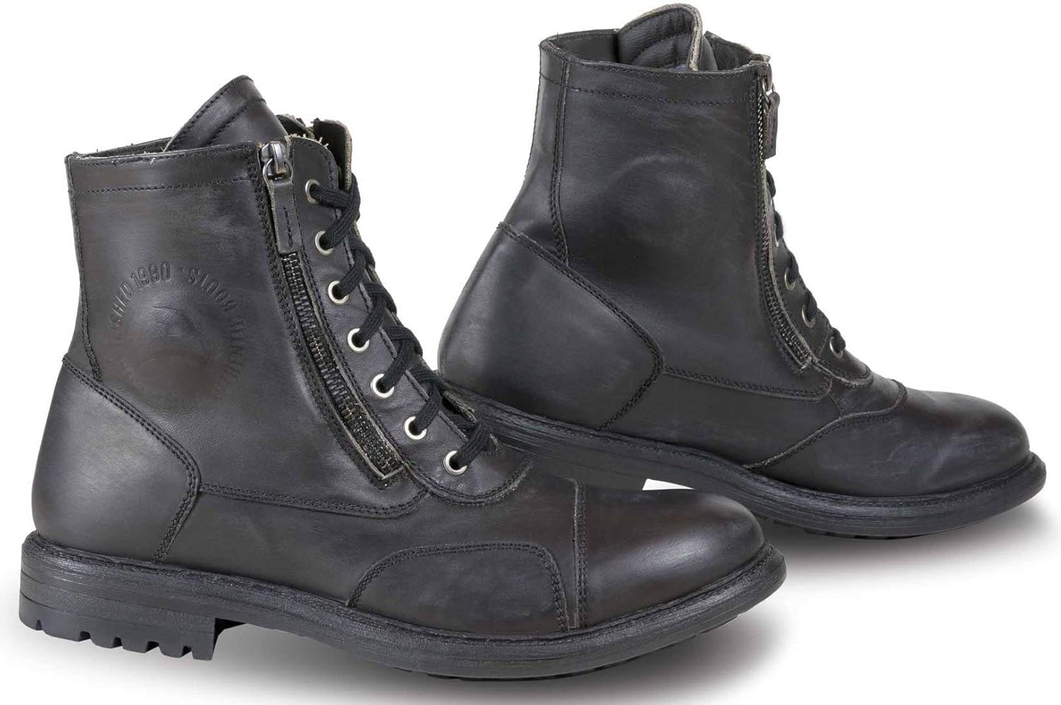 Falco Aviator Motorcycle Boots, Black, Waterproof with Double Zip