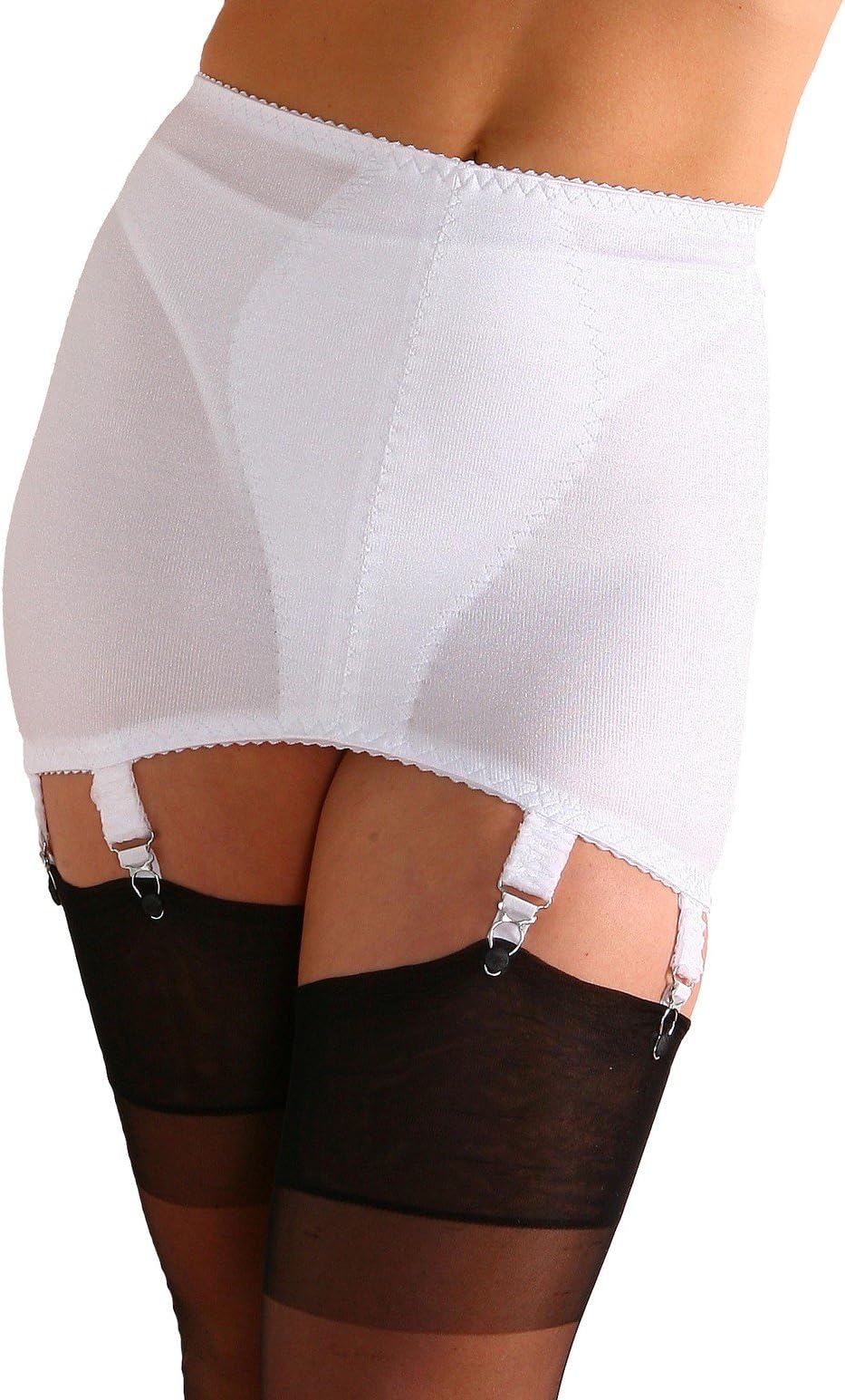 Nylon Dreams NDG8 Women's White Solid Colour Light Control Slimming Shaping Girdle