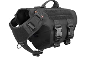 ICEFANG GN3 Tactical Dog Harness with 6X Buckle,Dog Molle Vest with Handle,3/4 Body Coverage,Hook and Loop Panel for ID Patch,No Pulling Front Clip (L (28"-35" Girth), Black)
