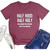 BLACKMYTH Women Cute Tees Half Graphic Crewneck T Shirts