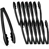 [Black Tongs 7.5'' Inches] Plasticpro 7.5'' Serving Tongs Heavy Duty Reusable Kitchen and BBQ Black Serving Tong for party's, Caterings, Events, Buffet, Weddings, And every Day use Pack of 12