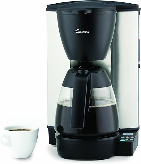 Amazon Com Capresso Programmable Coffeemaker With Glass Carafe Stainless Steel Black 10 Cup Kitchen Dining