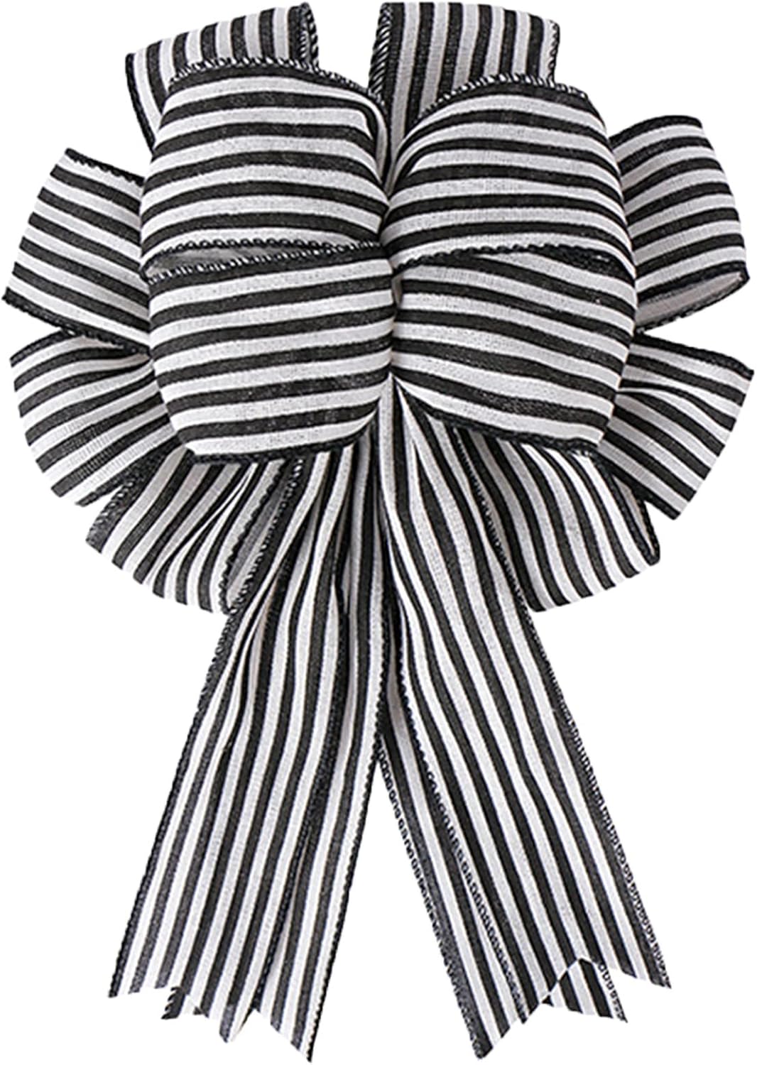 Bows & Ribbons - LOKESI Black White Stripe Bow Large Striped Wreath Bow Farmhouse Decorative Bow Hanging Ornament for Halloween Christmas Tree All Season Holiday Party Home Crafts Decorations
