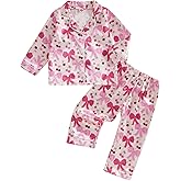 Twopumpkin Toddler Girl Boy Halloween Satin Silk Pajamas Button Down 2 Piece Pajama Set Little Kids Girls Pjs Nightgown