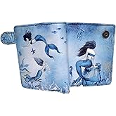 Shag Wear Ocean Mermaids Small Wallet for Women ant Teen Girls Vegan Faux Leather Textured Blue 4.5"