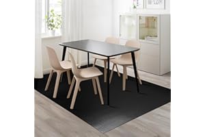 FURKIT Vinyl Floor Mat for Home, Black Waterproof Area Mat for Under Dining Room Table, Sturdy Plastic Rug Protector for Kitc