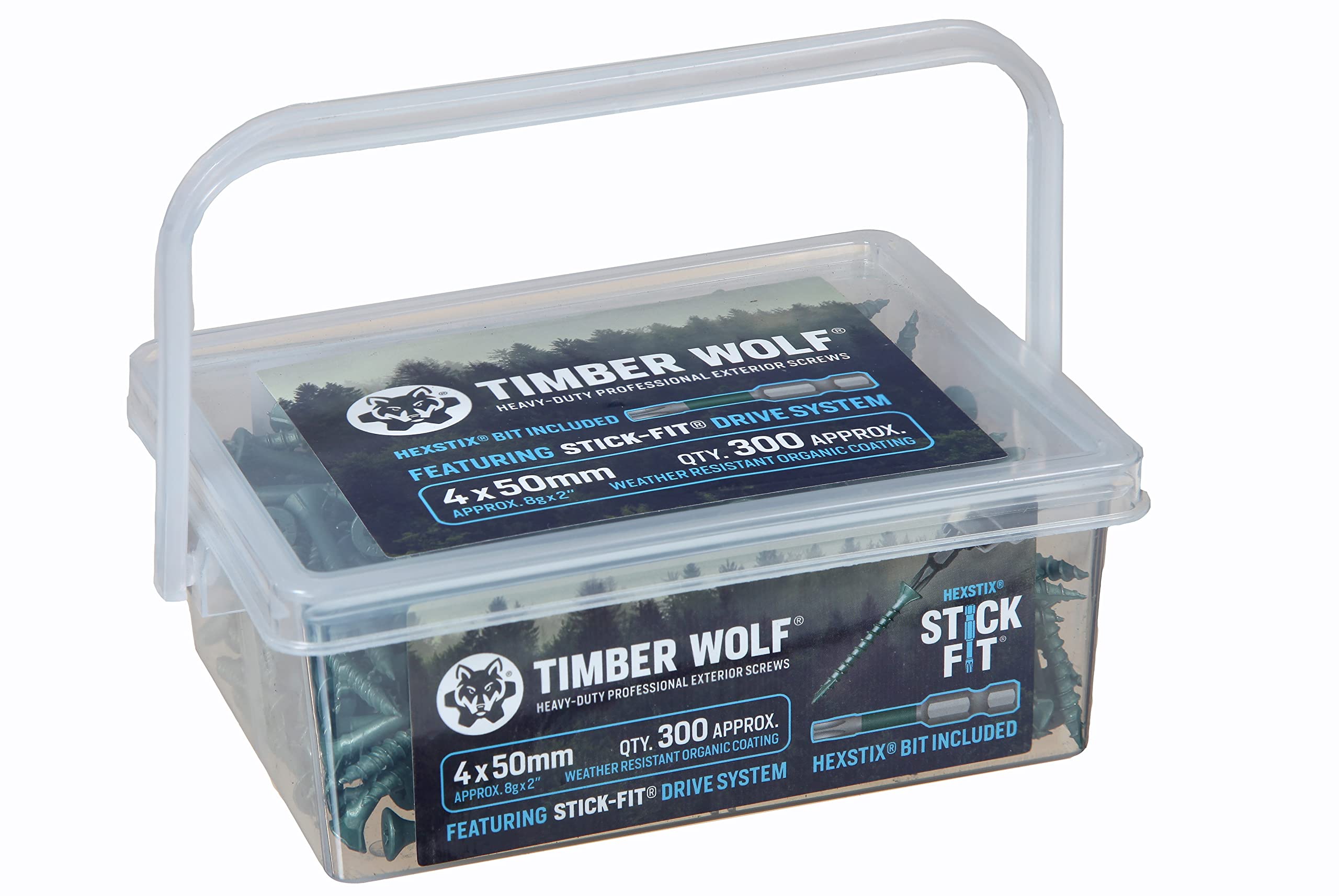Timber Wolf Exterior Woodscrews - 4.0 x 50mm - Tub of 300, Green