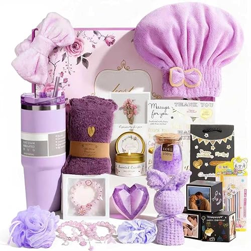 Unique Birthday Gift Basket for Women,Self Care Gifts for Women Get Well Soon Gifts，Sympathy Gift Care Package Thank You Friendship Gifts for Her，Relaxing Spa Gifts Set for Sister Mom Wife Coworker