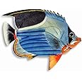 Hand Painted Tropical Fish Blue Wave 8" Replica Wall Mount Decor Plaque