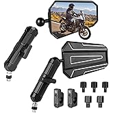 KEMIMOTO Adventure Motorcycle Mirrors, Full Billet Aluminum Alloy Universal M8 M10 Bolt 7/8" Handlebar Mount Rearview Side Mirrors Foldable 360 Degrees Compatible with ATV Dirt Bike Scooter