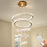 Dixun Dimmable Chandeliers LED Big Crystal