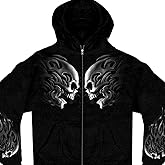 Hot Leathers Black Head Butt Skulls Zipper Hoodie
