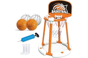 TALGIC Pool Basketball Hoop Set for Pool with Backboard, 4 Balls & Pump, Pool Toys for Kids and Adults, Indoor Basketball Hoop for Toddler