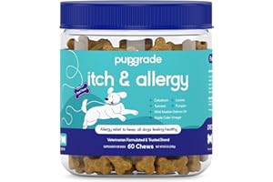 PupGrade Itch & Allergy Chew Supplement for Dogs Improved Immune Support & Seasonal Allergies with Alaskan Salmon Fish Oil - Helps with Anti-Itch - 60 Soft Chews
