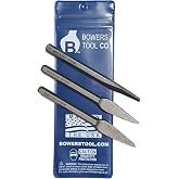 Bowers Tool Co. 3pc 5/32 Diamond 1/4in Cape and Round Chisel Set w Pouch MADE IN USA
