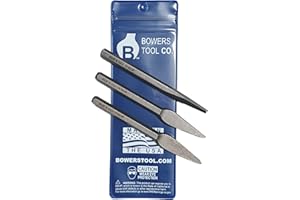 Bowers Tool Co. 3pc 5/32 Diamond 1/4in Cape and Round Chisel Set w Pouch MADE IN USA