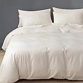 HeimenAogo Egyptian Cotton Duvet Cover Set King, Ultra Soft and Breathable Comforter Cover with Zipper Closure, High Thread Count Long Staple Cotton Blanket Cover 3pcs, Off-White