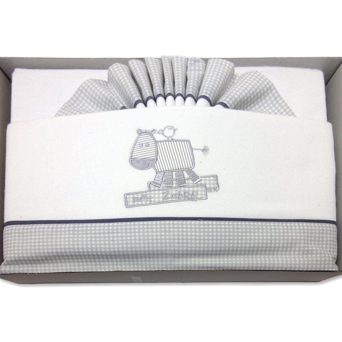 Pekitas Baby Set 3 Pcs Bedding Set Flannel Cot 100% Cotton Grey Made in Spain