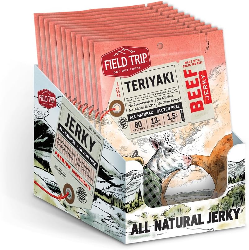 Field Trip Gluten Free, High Protein, Teriyaki Beef Jerky, 1oz Bag, 12 Count
