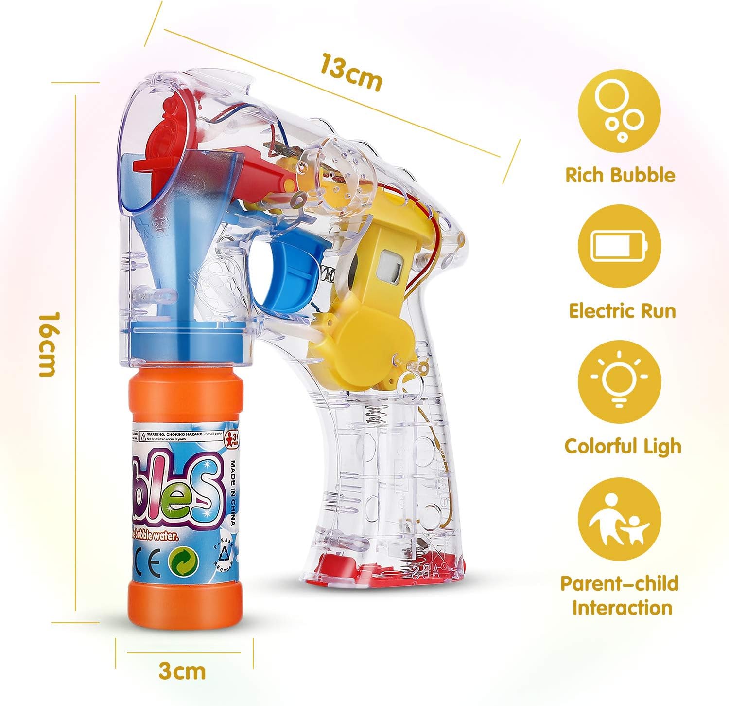 EPCHOO Bubble Gun for Kids, 2 PCS LED Light Up Bubble Machine Toy with