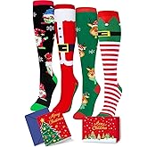 HAPPYPOP Christmas Socks for Kids - Holiday Sock Xmas Gift Ideas for Teen Boys Girls 4 Pack